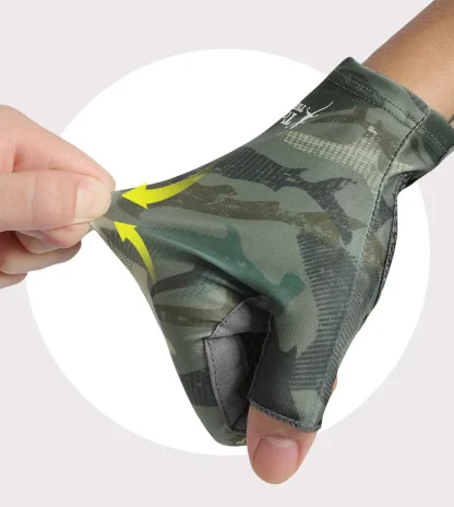 Elastic Fishing Gloves with Camo Print - Image 5