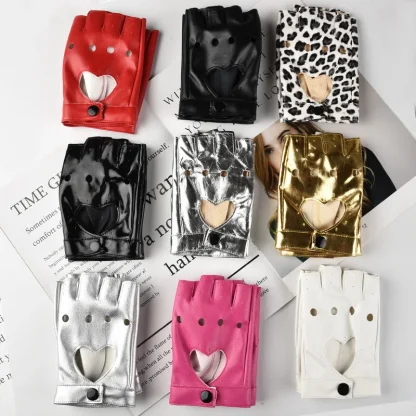 Fingerless Gloves with Heart Hollow Out Design - Image 3