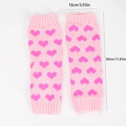 Knitted Half Finger Gloves with Heart Pattern - Image 4