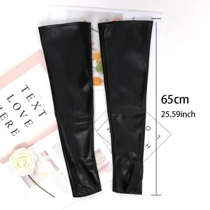 Sleek Black Long Fingerless Glovess - Image 6