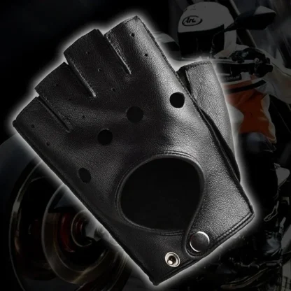 Fingerless Motorcycle Gloves with Cutout Decor - Image 2