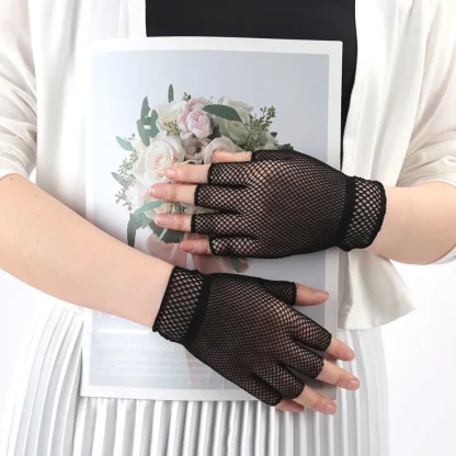 Breathable Fingerless Gloves with Mesh Design - Image 2
