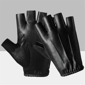 Durable Sleek Black Half Finger Gloves