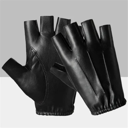 Durable Sleek Black Half Finger Gloves