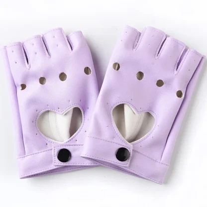 Fingerless Gloves with Heart Hollow Out Design - Image 2