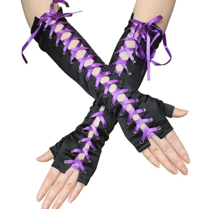 Lace Fingerless Glove with Lace-up Design - Image 5