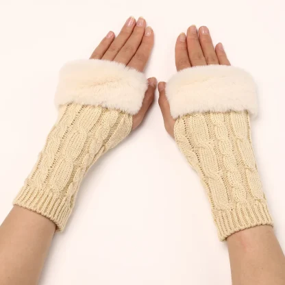 Solid Warmer Fingerless Gloves for Winter - Image 6