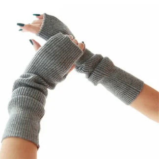 Knitted Solid Color Warmer Fingerless Gloves