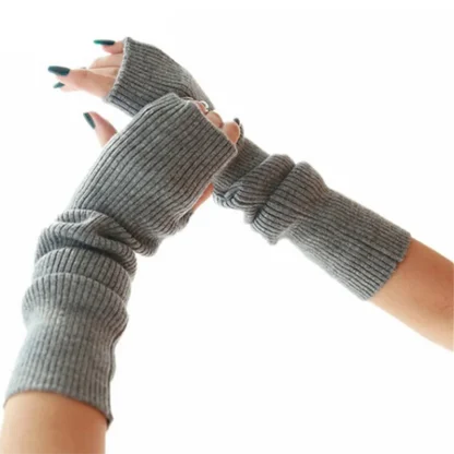 Knitted Solid Color Warmer Fingerless Gloves