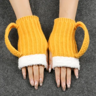 Warm Fingerless Glove with Beer Cup Shape