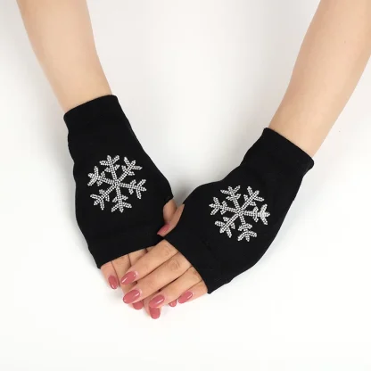 Black Half Finger Glove with Heart Pattern - Image 12