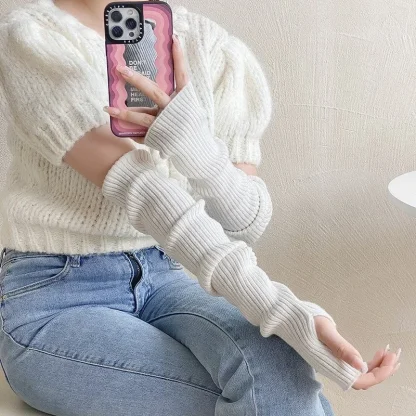 Long Arm Warmer Fingerless Gloves - Image 5
