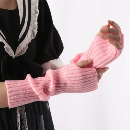 Warm Fingerless Gloves with Soft Solid Color - Image 7